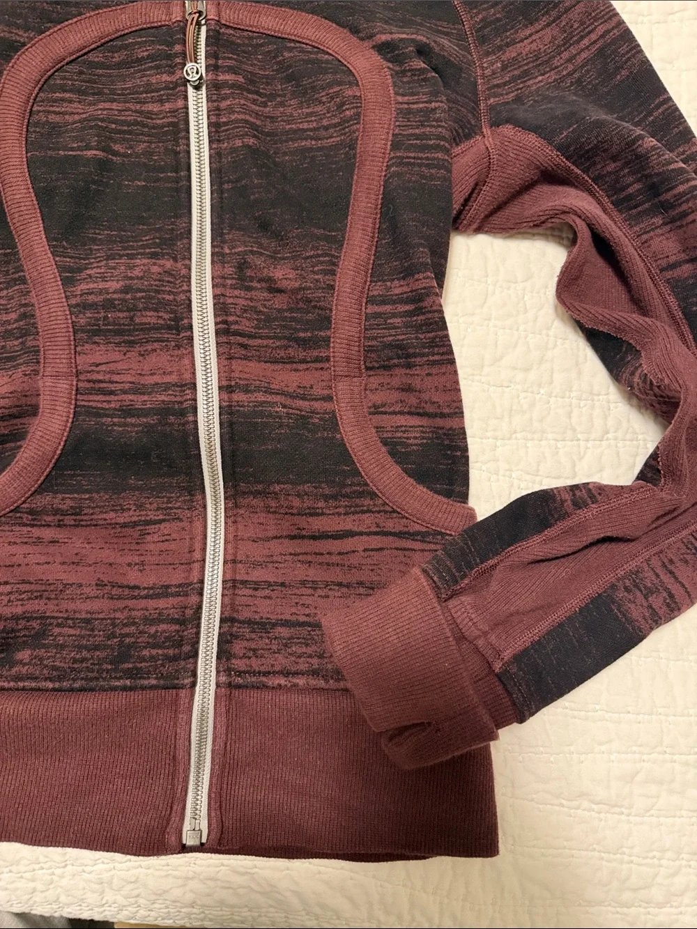 lululemon athletica Maroon and Black Heathered Full-Zip Hoodie